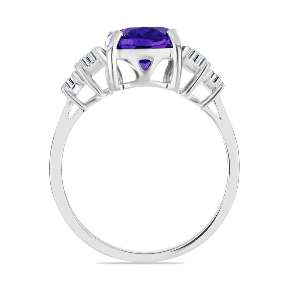 Anillo de Plata con Amatista de Marruecos y Topacio Blanco 2 