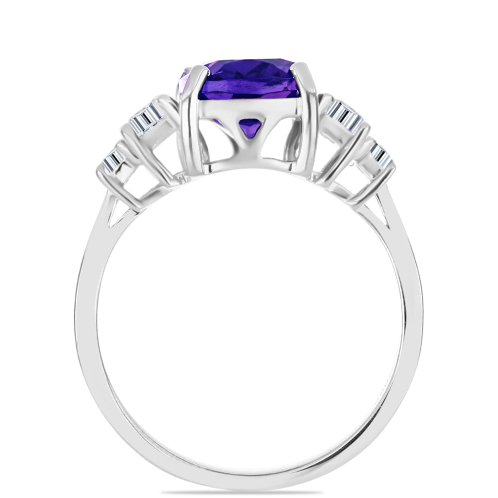 Anillo de Plata con Amatista de Marruecos y Topacio Blanco
