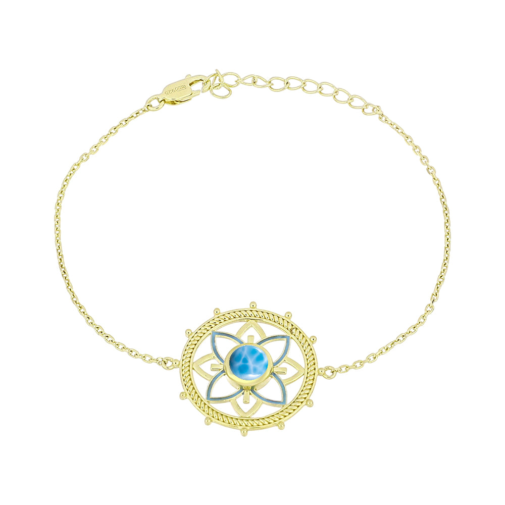 Pulsera de Plata Bañada en Oro con Larimar 1 