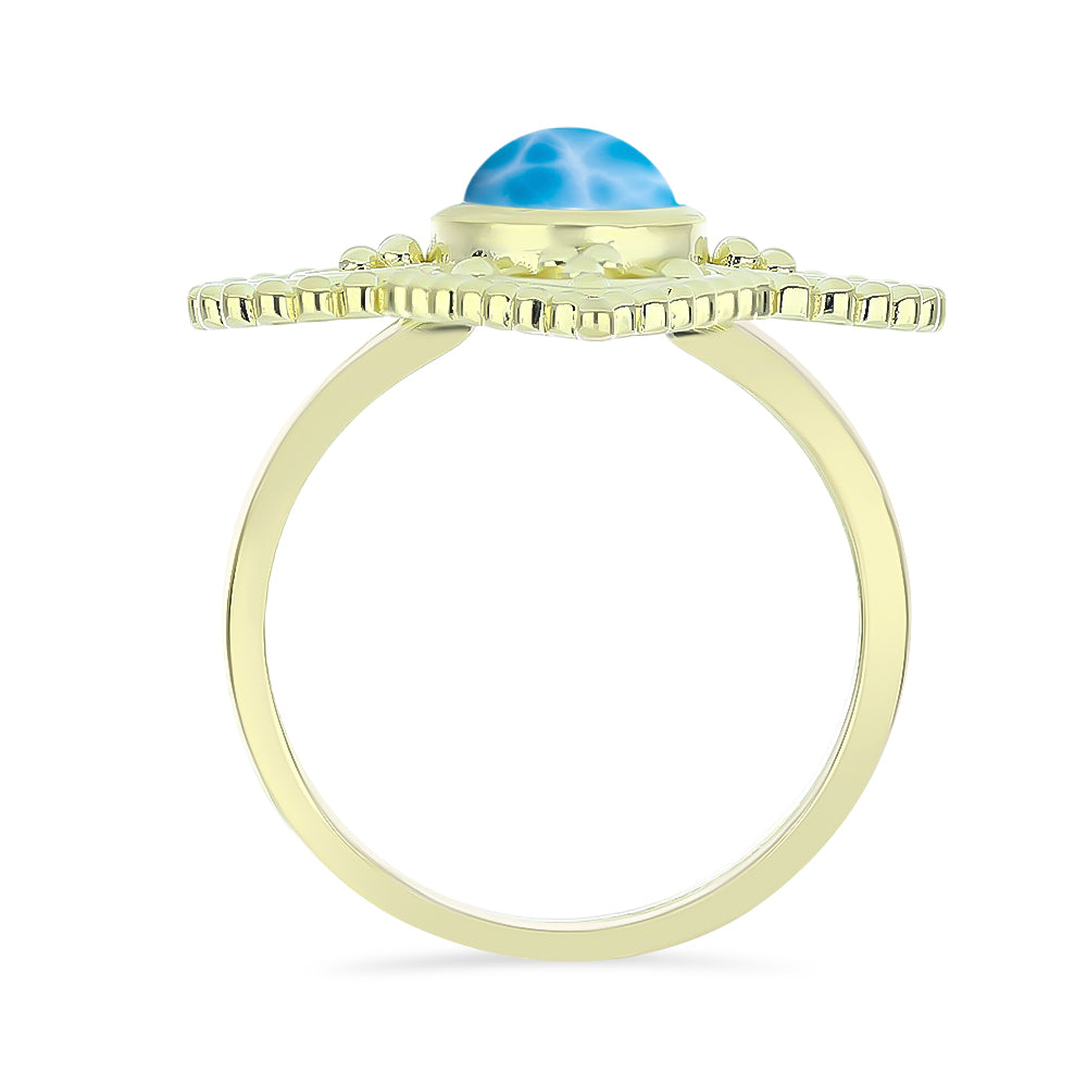 Anillo de Plata Bañada en Oro con Larimar