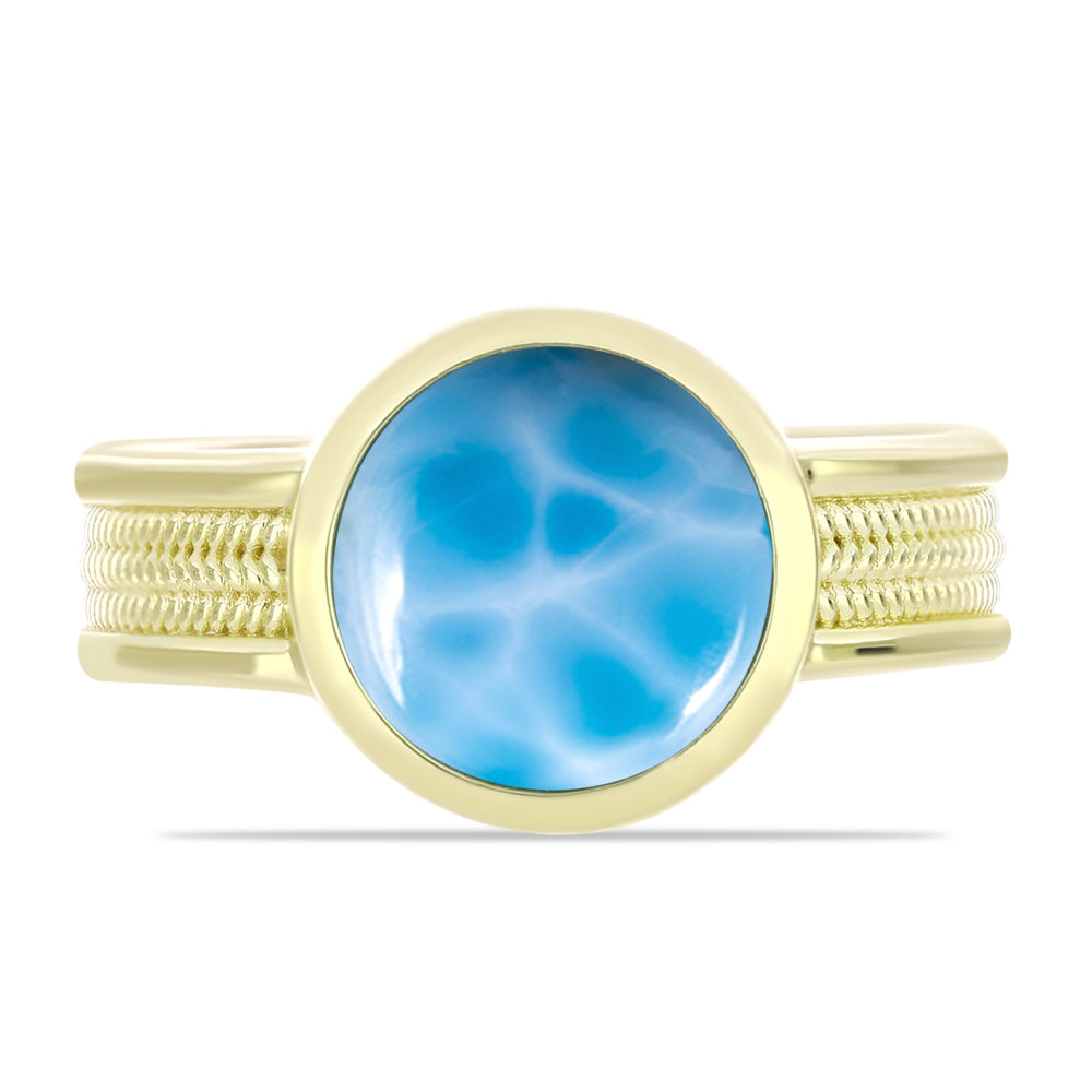Anillo de Plata Bañada en Oro con Larimar 1 