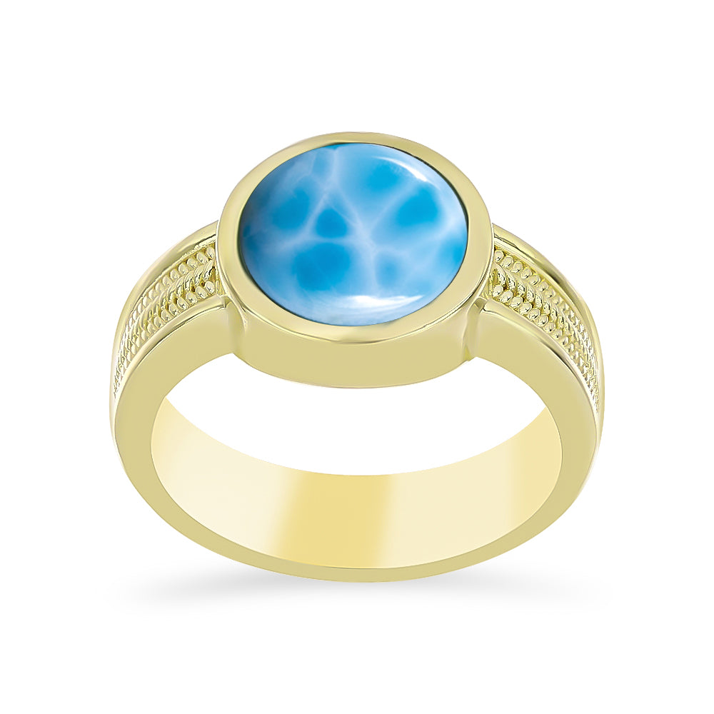 Anillo de Plata Bañada en Oro con Larimar 3 