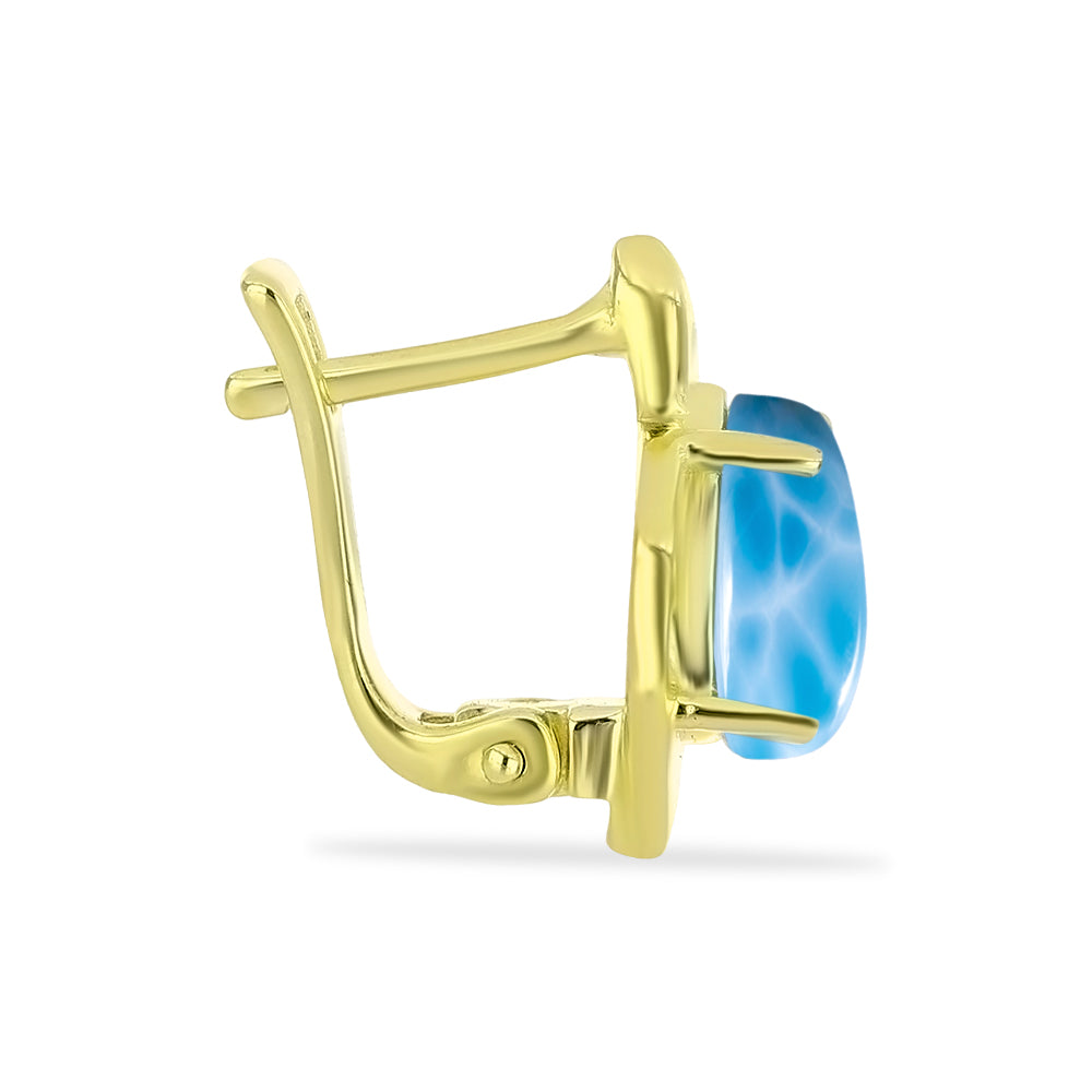 Pendientes de Plata Bañada en Oro con Larimar 2 