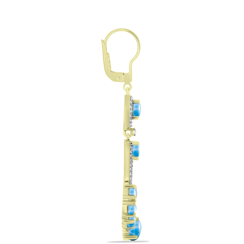 Pendientes de Plata Bañada en Oro con Larimar 4 