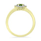 Anillo de Plata Bañada en Oro con Zafiro Verde y Topacio Blanco