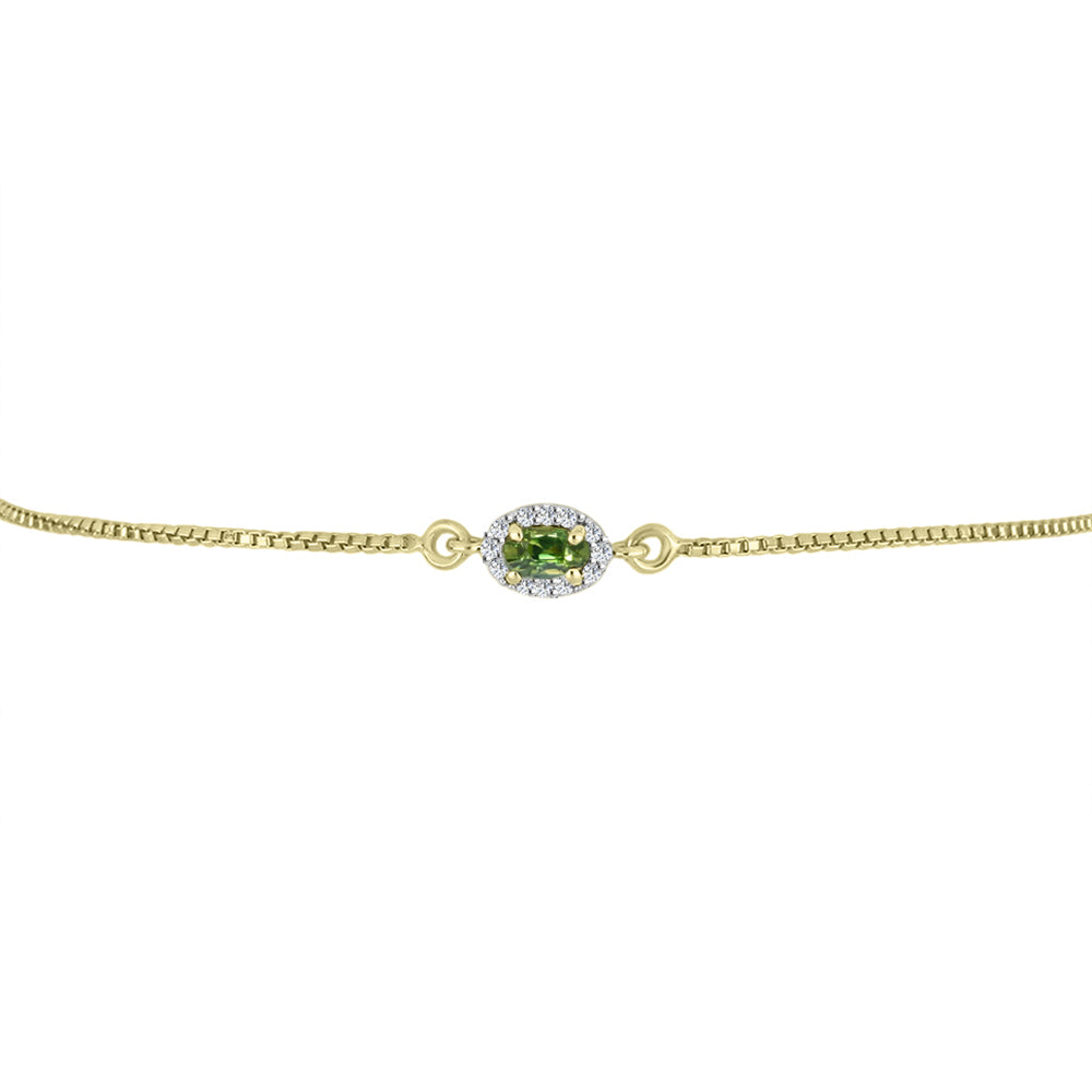Pulsera de Plata Bañada en Oro con Zafiro Verde y Topacio Blanco 3 