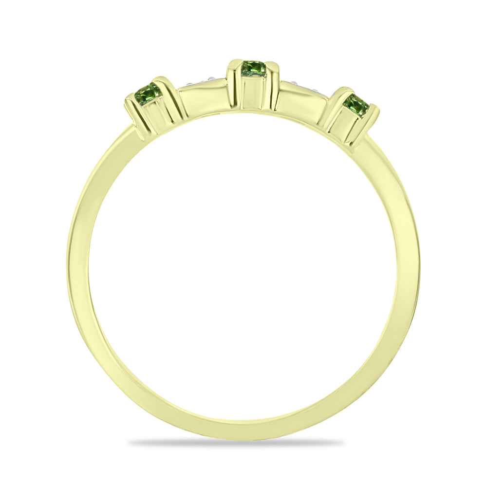 Anillo de Plata Bañada en Oro con Zafiro Verde y Topacio Blanco 2 