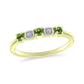 Anillo de Plata Bañada en Oro con Zafiro Verde y Topacio Blanco