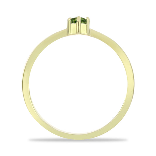 Anillo de Plata Bañada en Oro con Zafiro Verde