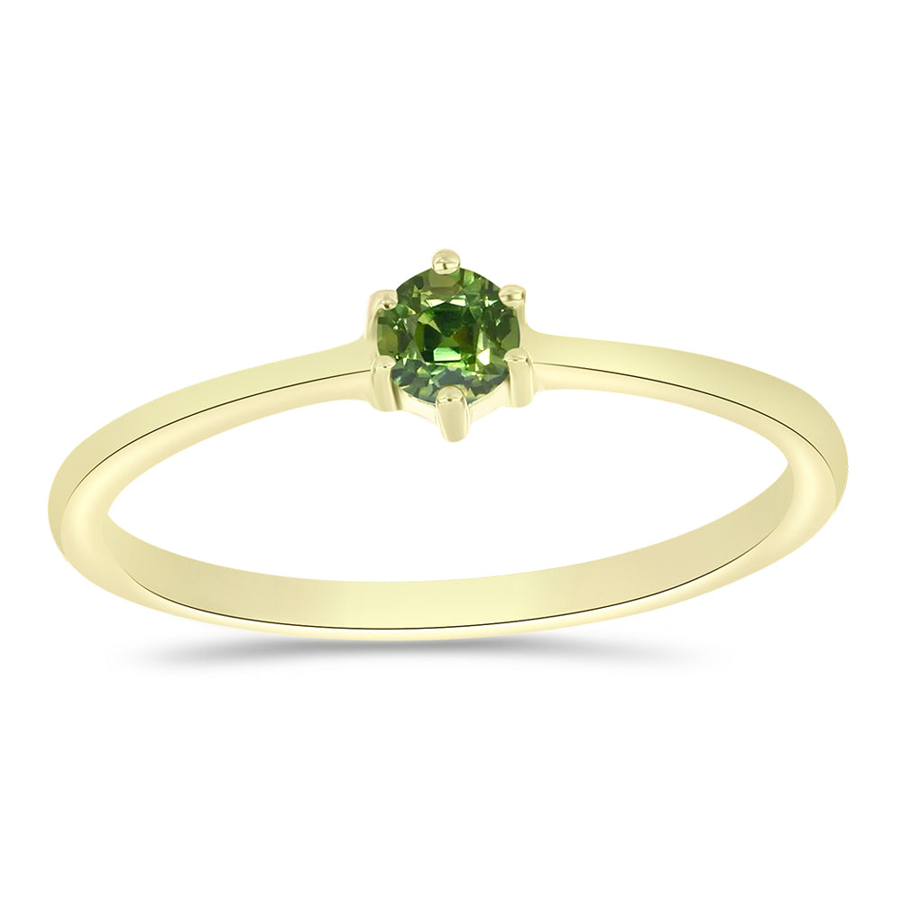 Anillo de Plata Bañada en Oro con Zafiro Verde