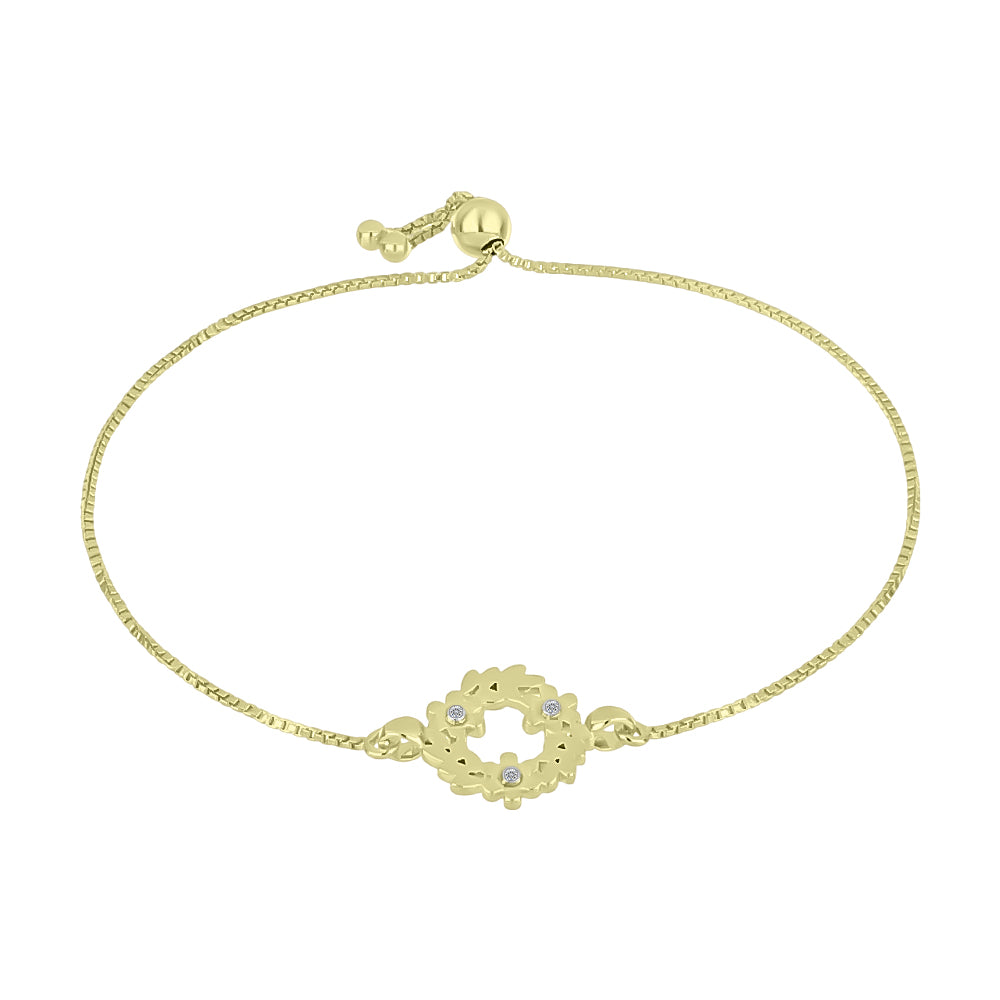 Pulsera de Plata Bañada en Oro con Diamante blanco