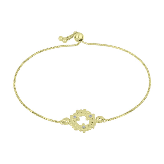 Pulsera de Plata Bañada en Oro con Diamante blanco