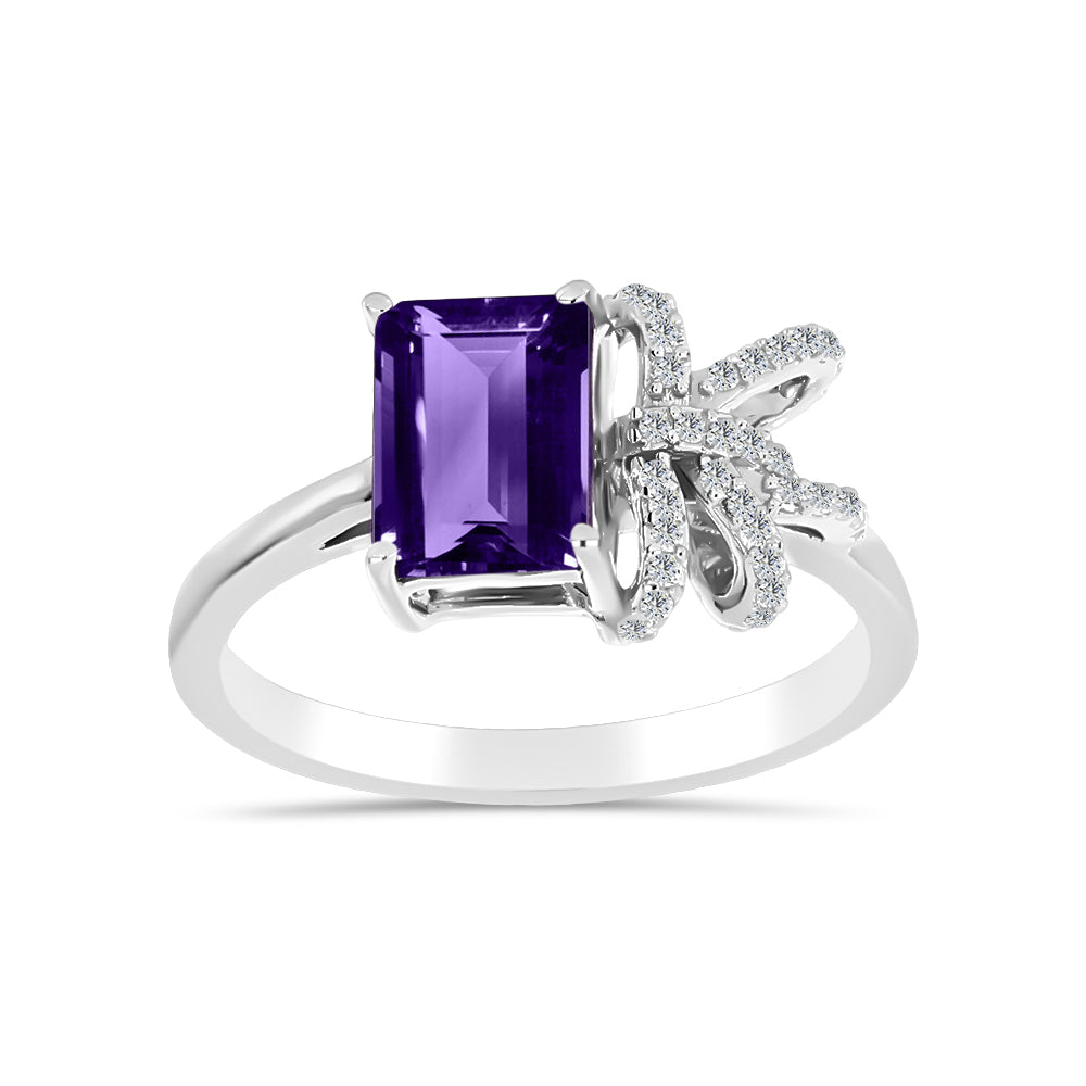 Anillo de Plata con Amatista de Marruecos y Topacio Blanco