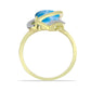 Anillo de Plata Bañada en Oro con Larimar y Topacio Blanco