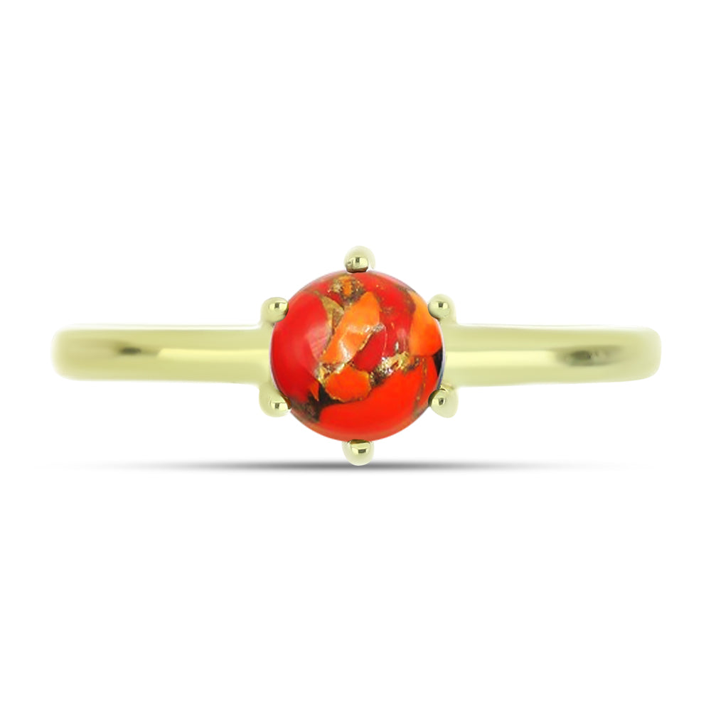 Anillo de Plata Bañada en Oro con Turquesa de Mohave 1 