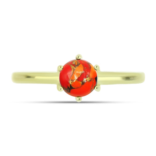 Anillo de Plata Bañada en Oro con Turquesa de Mohave