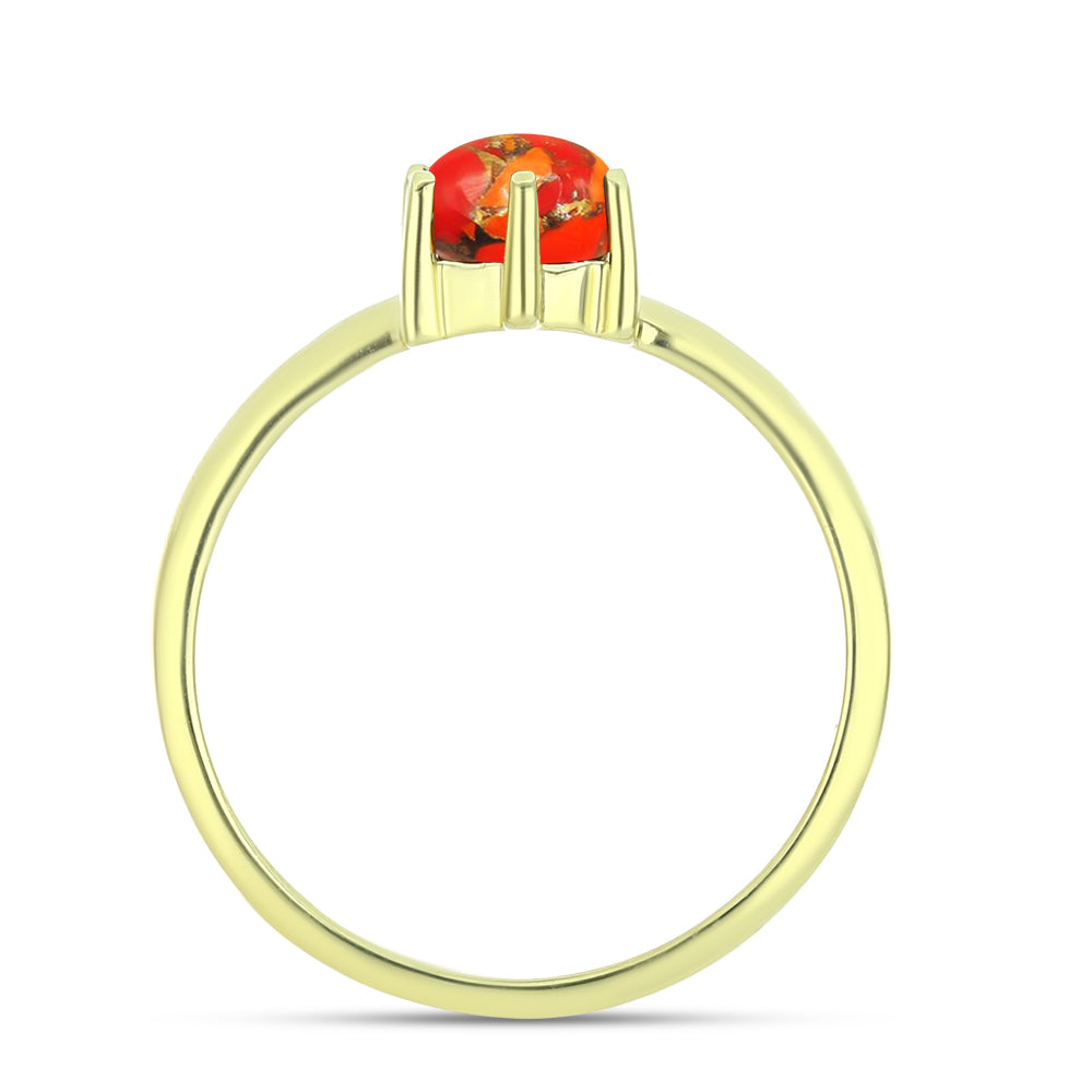 Anillo de Plata Bañada en Oro con Turquesa de Mohave 2 