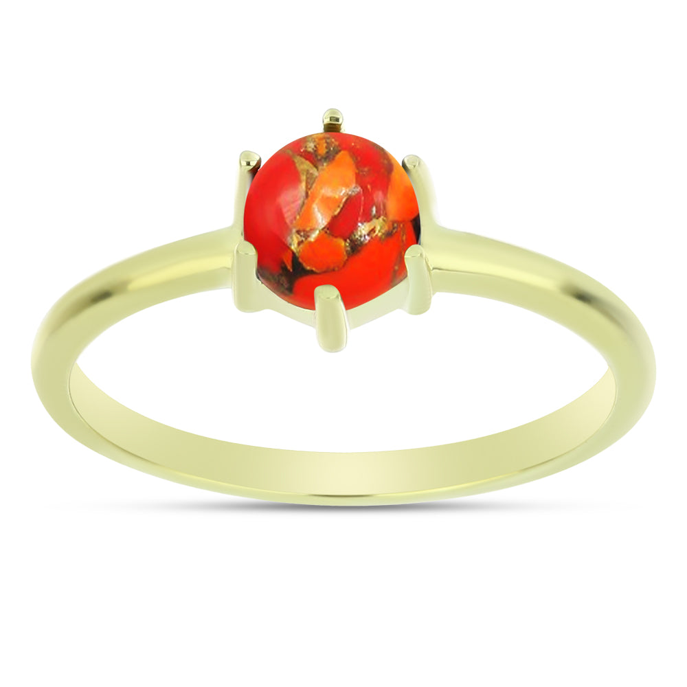 Anillo de Plata Bañada en Oro con Turquesa de Mohave 3 