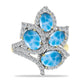 Anillo de Plata Bañada en Oro con Larimar y Topacio Blanco