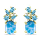 Pendientes de Plata Bañada en Oro con Larimar y Topacio Azul Suizo