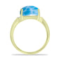 Anillo de Plata Bañada en Oro con Larimar y Topacio Blanco