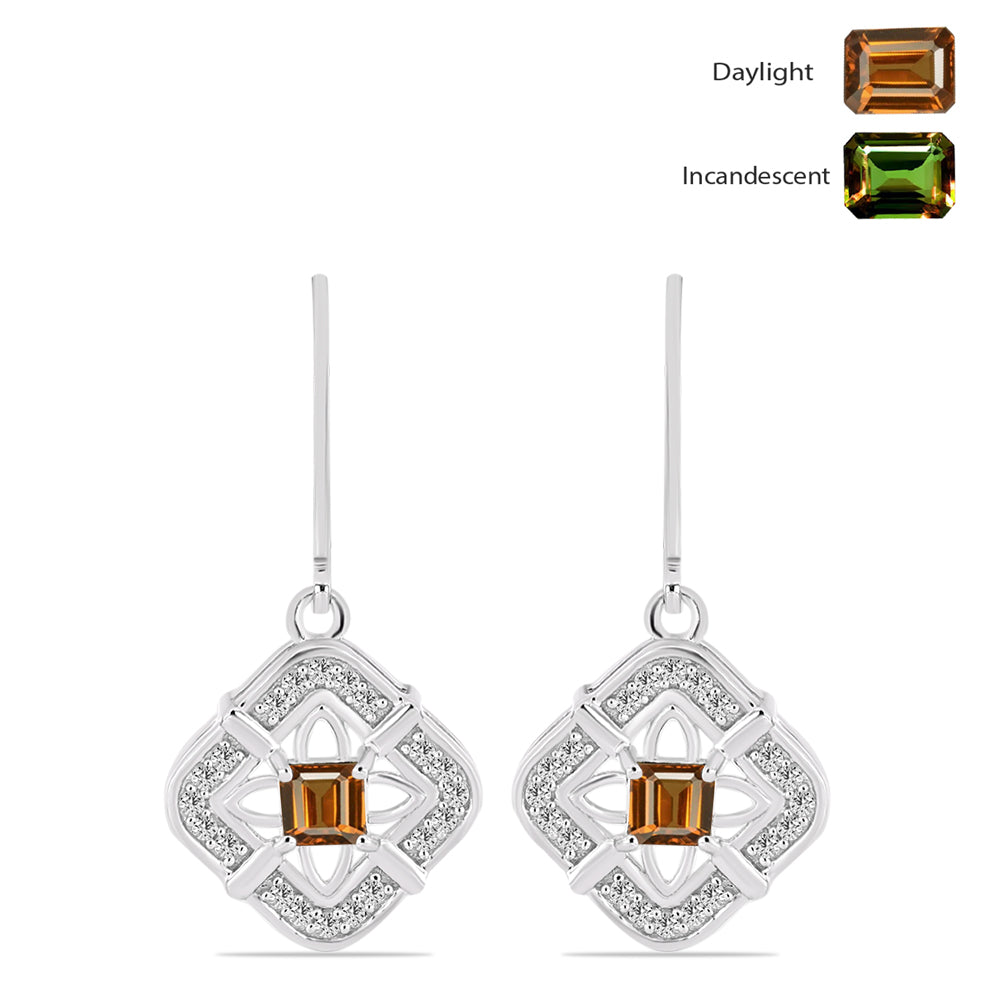 Pendientes de Plata con Zultanita de Anatolia certificado y cultivado en laboratorio y Topacio Blanco 1 