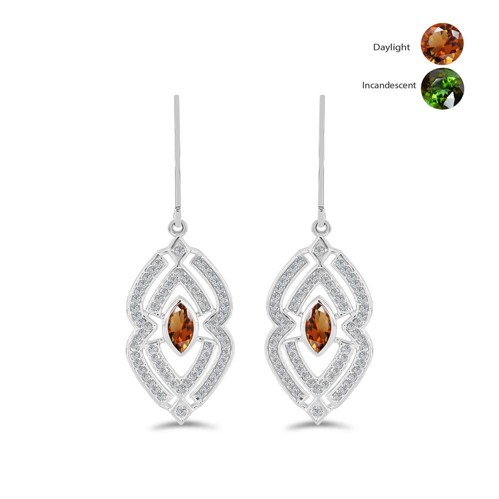 Pendientes de Plata con Zultanita de Anatolia certificado y cultivado en laboratorio y Topacio Blanco 1 