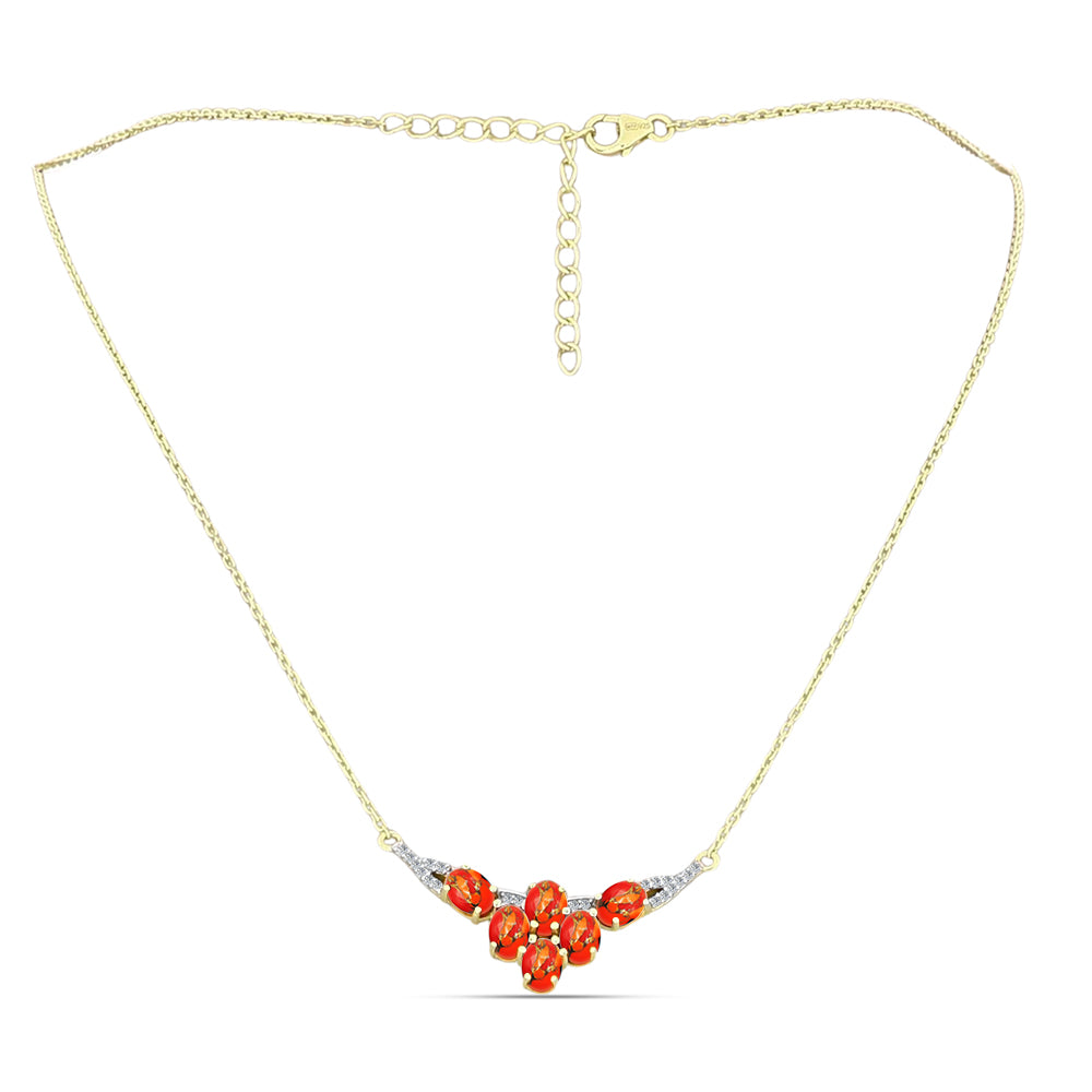 Collar de Plata Bañada en Oro con Turquesa de Mohave y Topacio Blanco