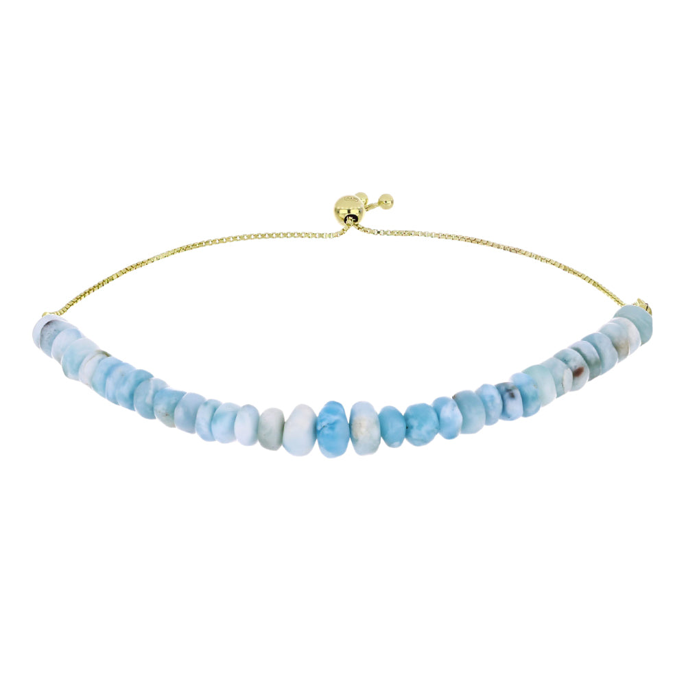 Pulsera de Plata Bañada en Oro con Larimar