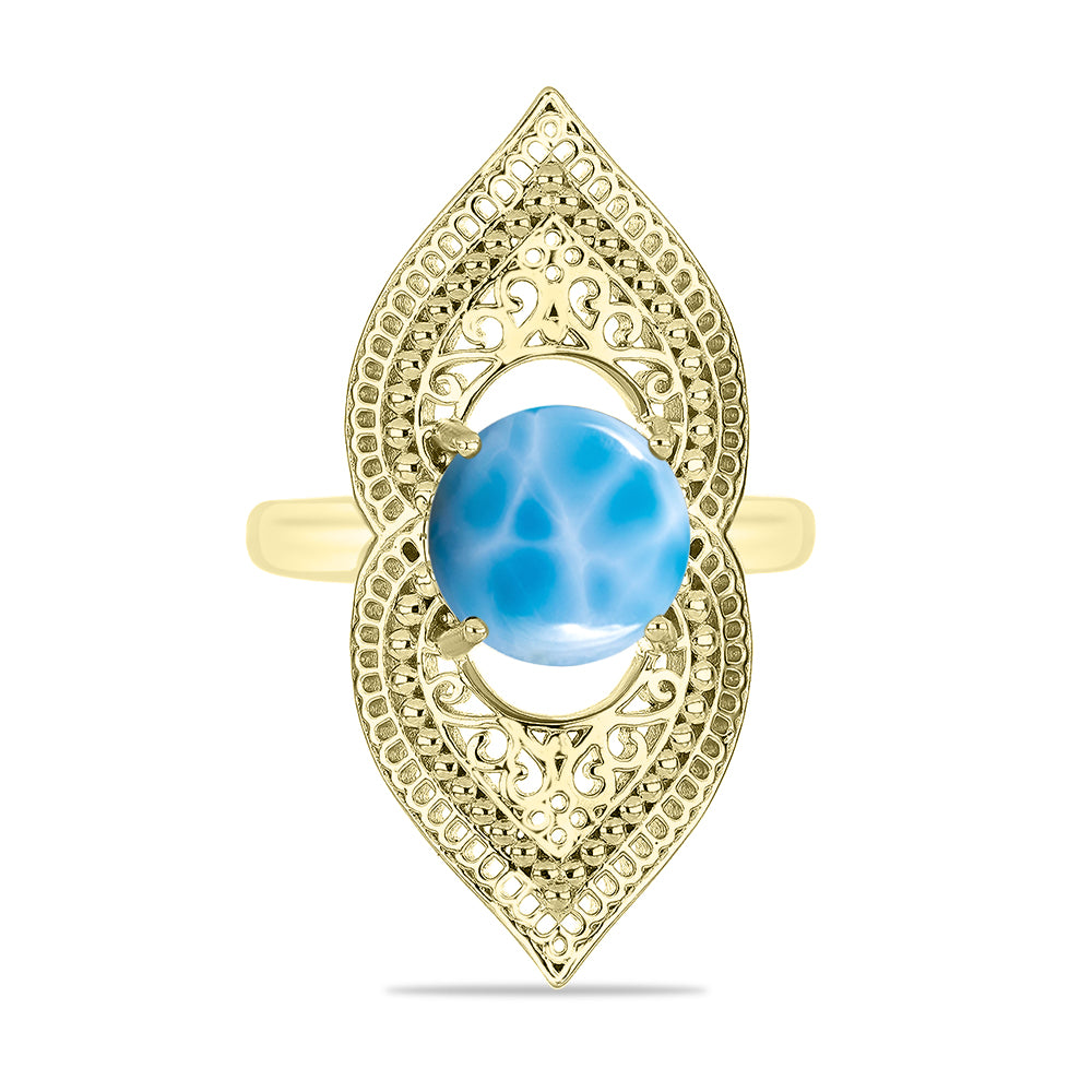 Anillo de Plata Bañada en Oro con Larimar 1 
