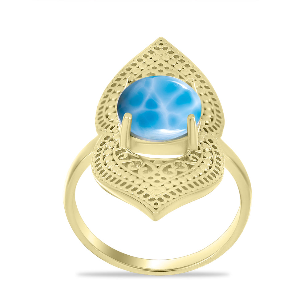 Anillo de Plata Bañada en Oro con Larimar