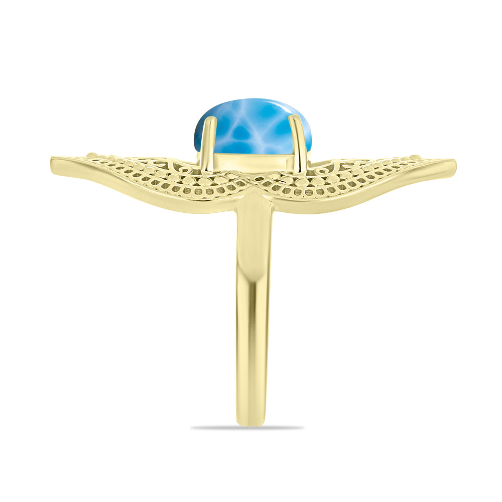 Anillo de Plata Bañada en Oro con Larimar