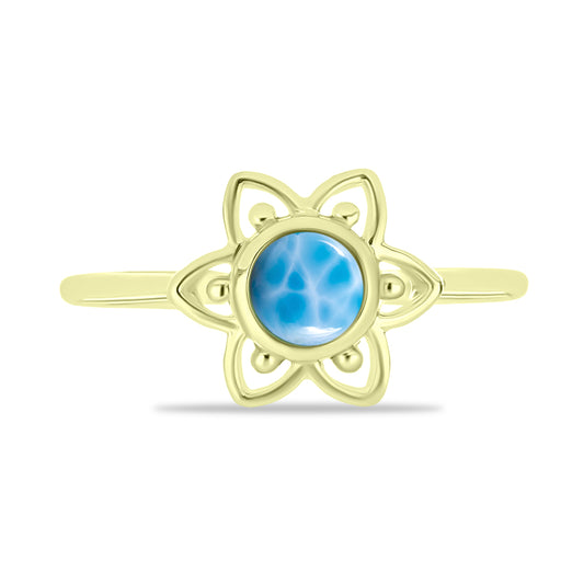 Anillo de Plata Bañada en Oro con Larimar