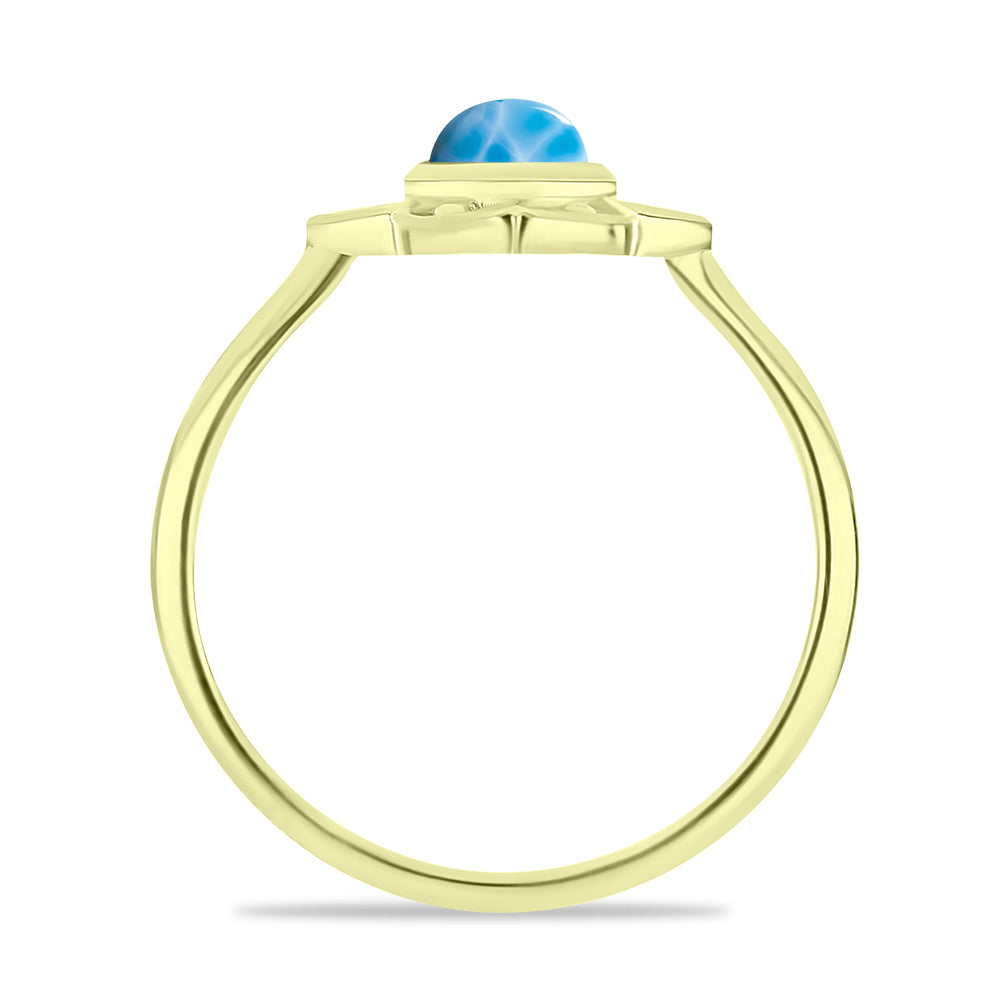 Anillo de Plata Bañada en Oro con Larimar