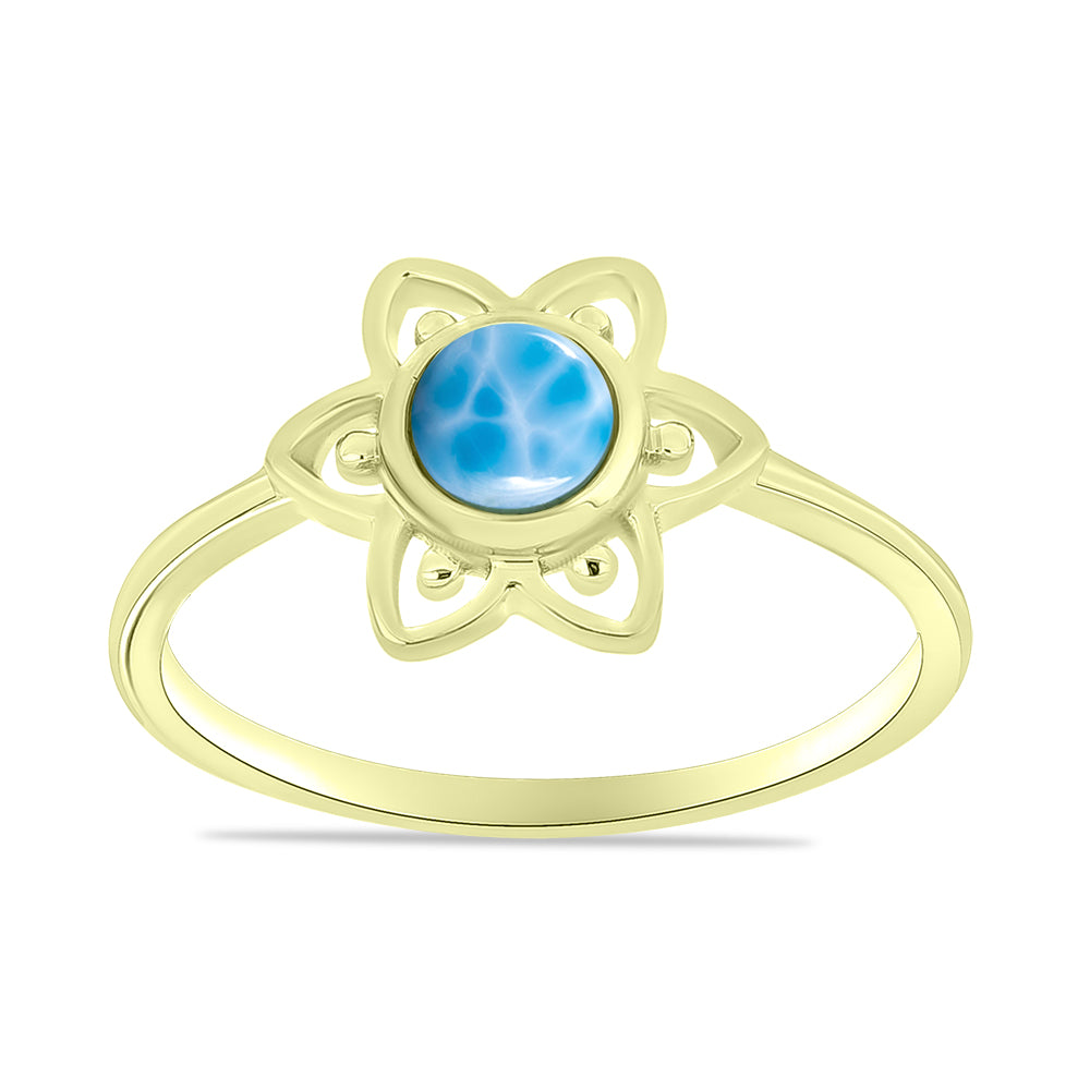 Anillo de Plata Bañada en Oro con Larimar