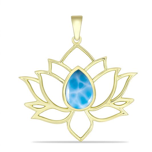 Colgante de Plata Bañada en Oro con Larimar
