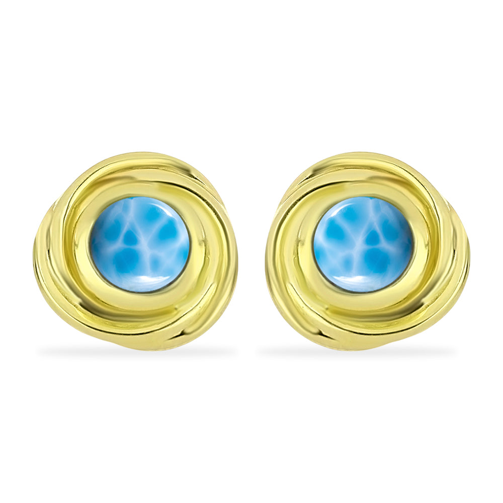 Pendientes de Plata Bañada en Oro con Larimar