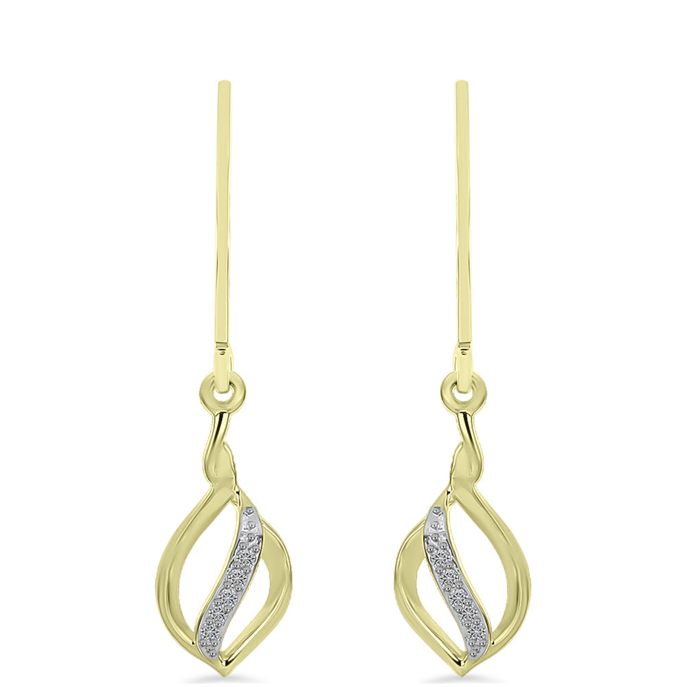 Pendientes de Plata Bañada en Oro con Diamante blanco