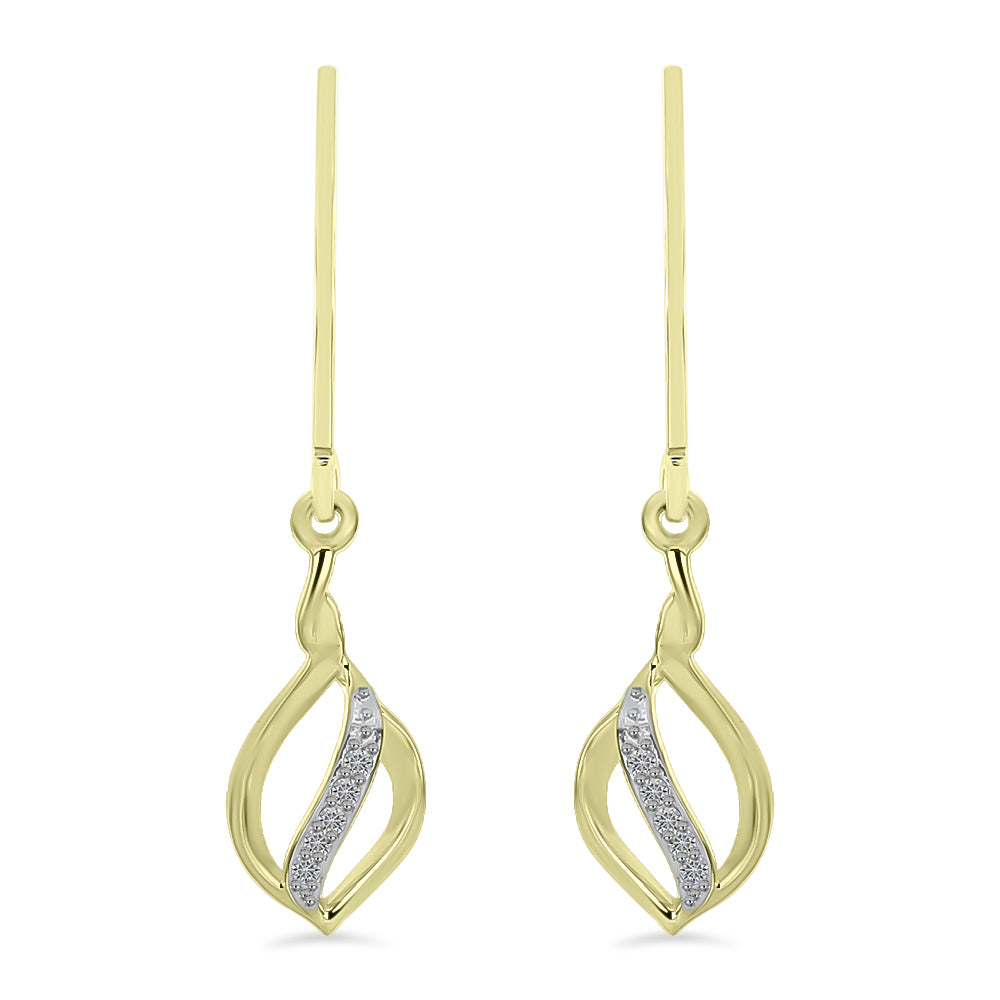 Pendientes de Plata Bañada en Oro con Diamante blanco 1 