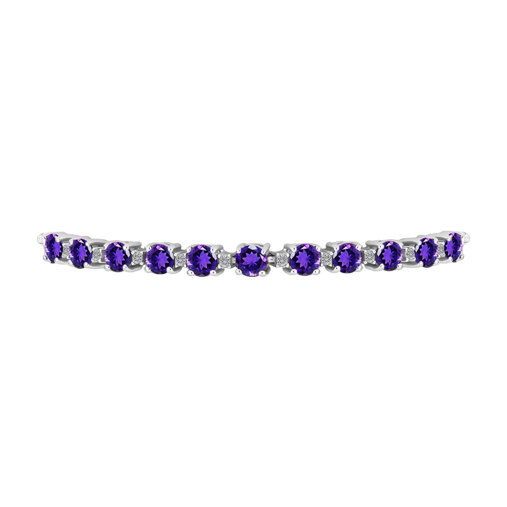Pulsera de Plata con Amatista de Marruecos y Topacio Blanco