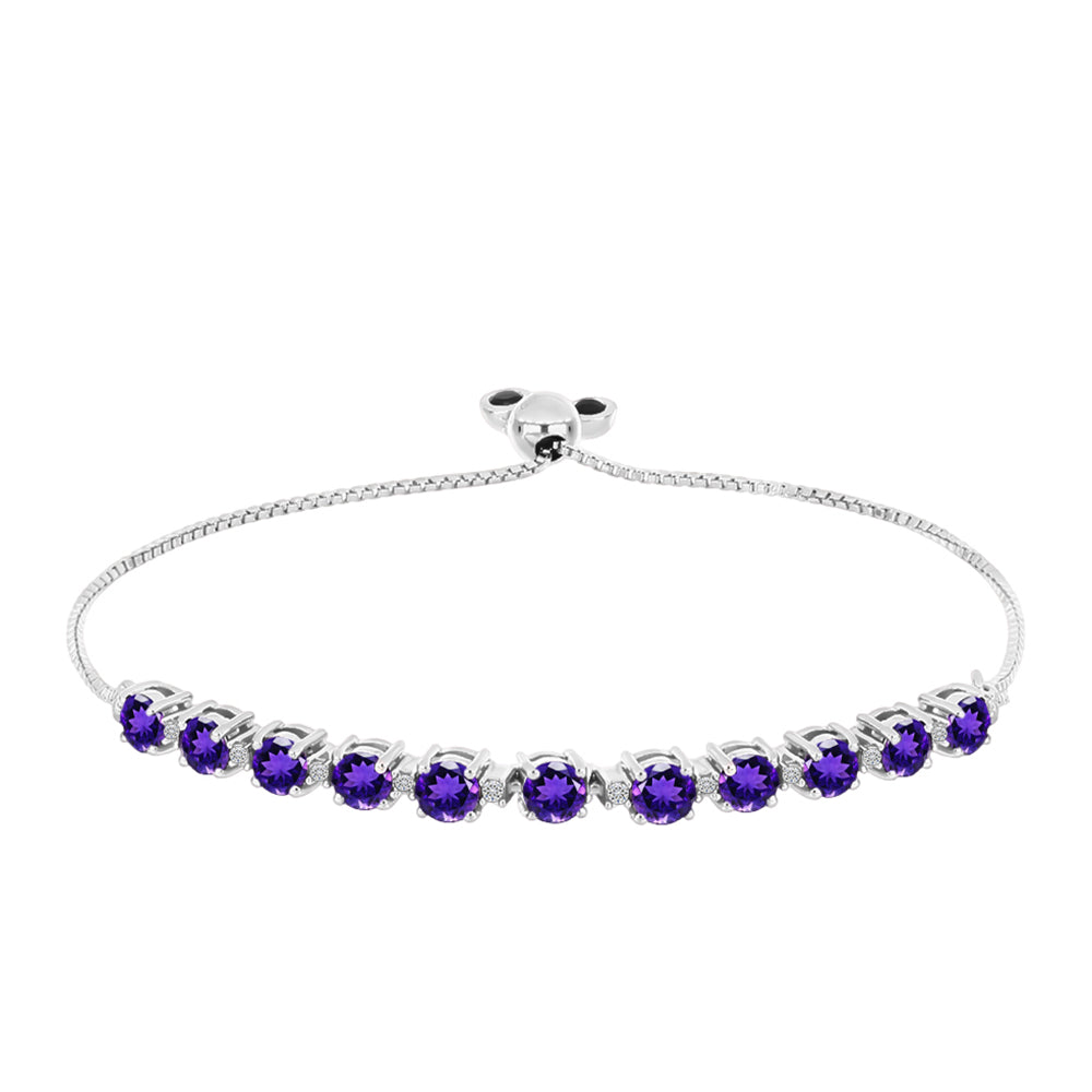 Pulsera de Plata con Amatista de Marruecos y Topacio Blanco 4 