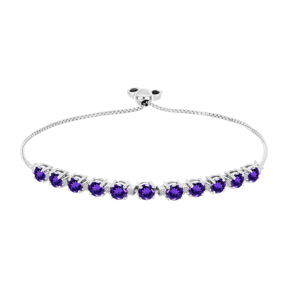 Pulsera de Plata con Amatista de Marruecos y Topacio Blanco