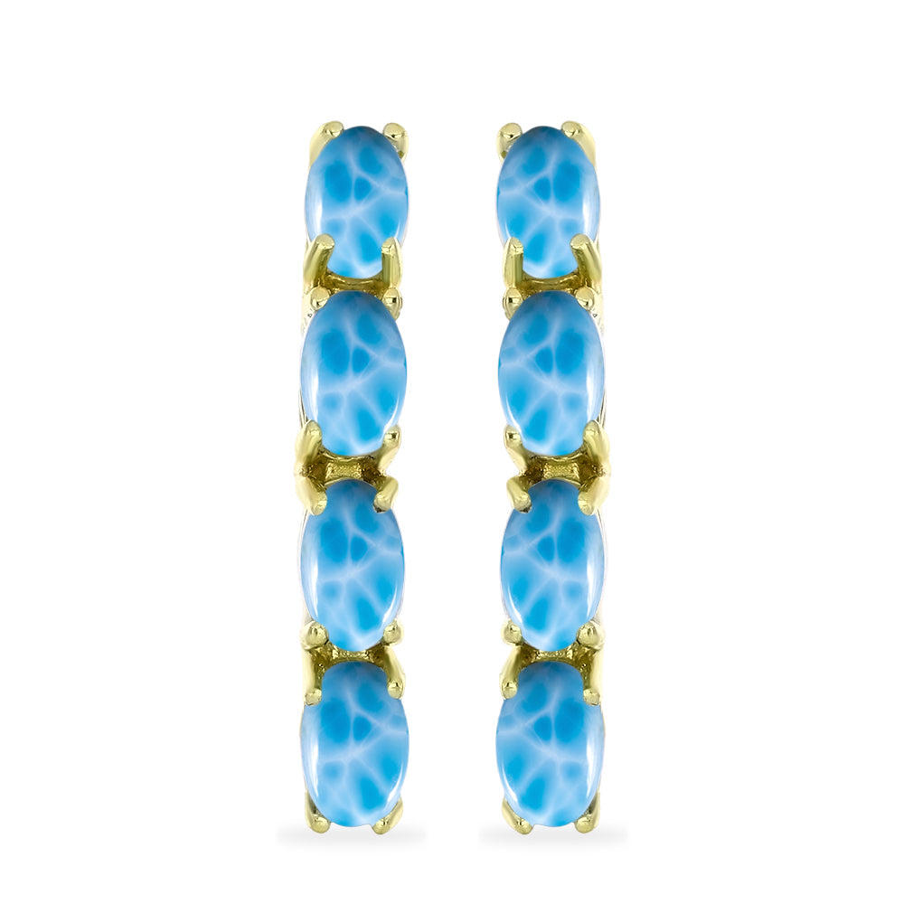 Pendientes de Plata Bañada en Oro con Larimar 1 