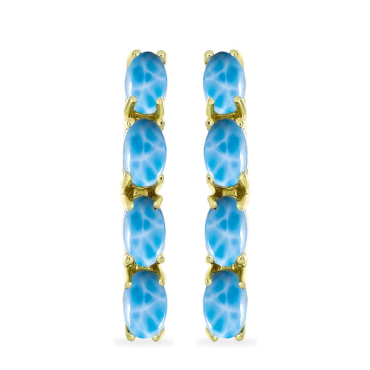 Pendientes de Plata Bañada en Oro con Larimar