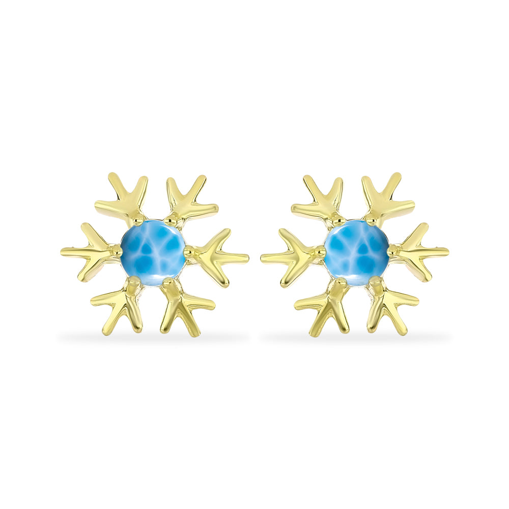 Pendientes de Plata Bañada en Oro con Larimar