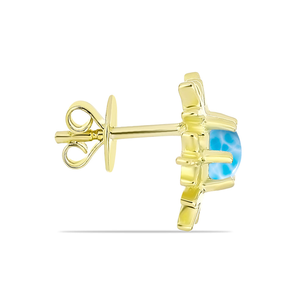 Pendientes de Plata Bañada en Oro con Larimar 2 