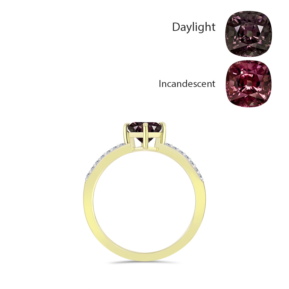 Anillo de Plata Bañada en Oro con Granate Bekily Multicolor y Topacio Blanco 6 