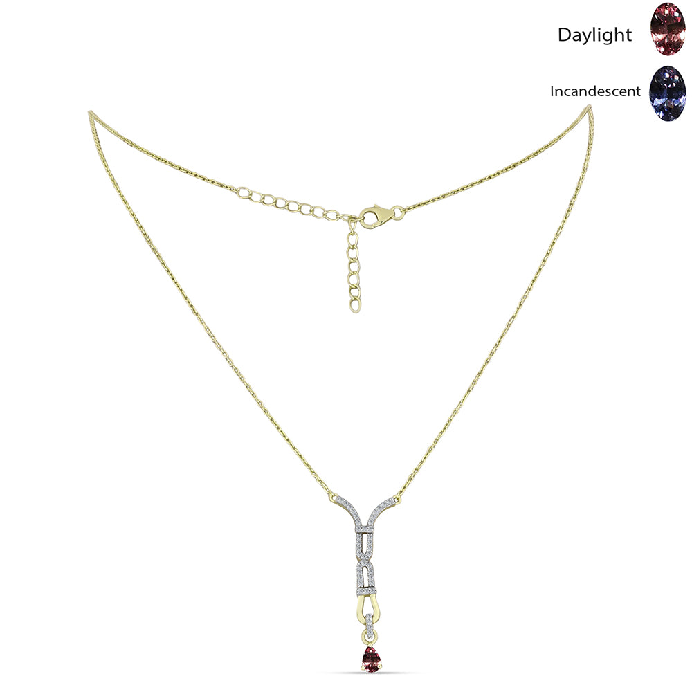 Collar de Plata Bañada en Oro con Granate Bekily Multicolor y Topacio Blanco 1 