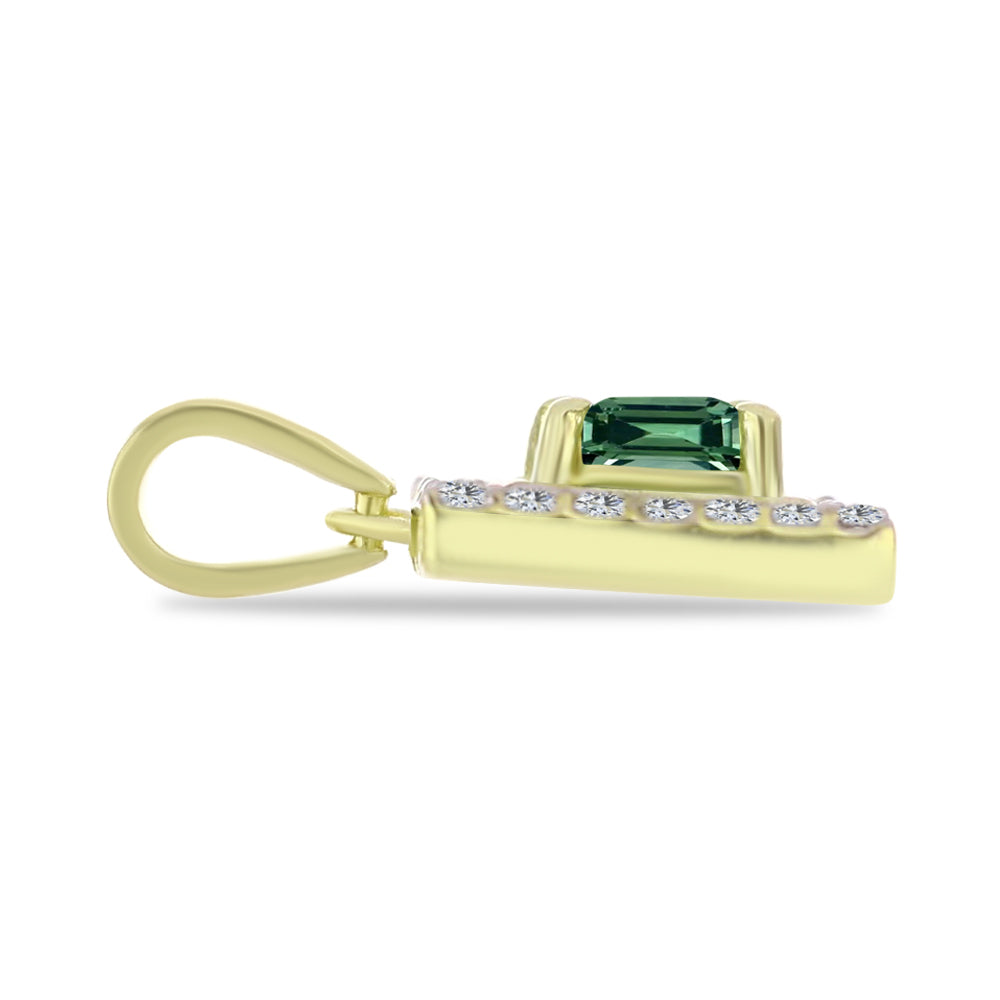 Colgante de Plata Bañada en Oro con Turmalina Verde y Topacio Blanco 2 