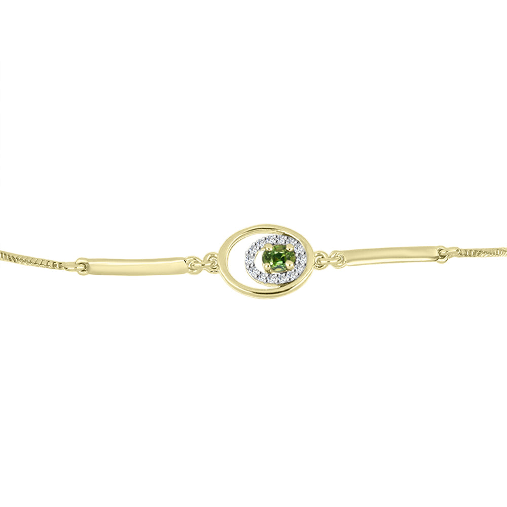Pulsera de Plata Bañada en Oro con Zafiro Verde y Topacio Blanco 2 